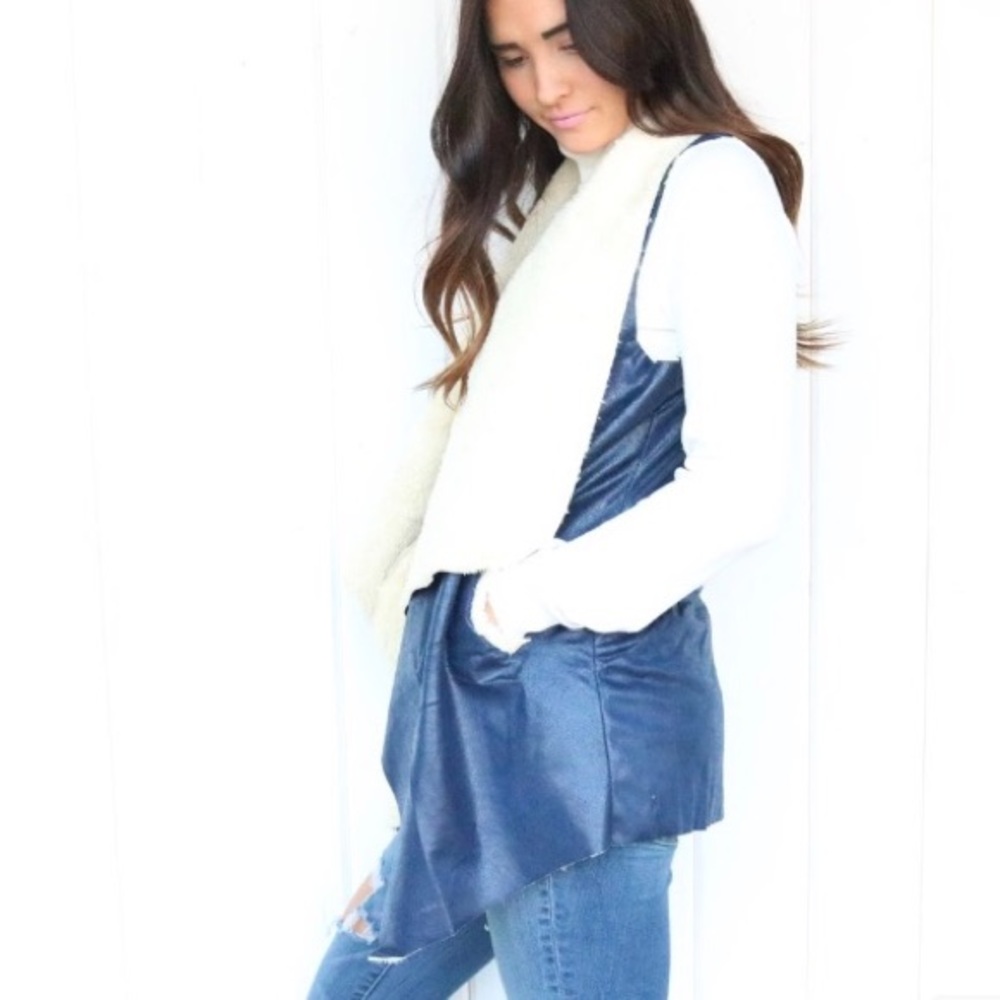 Navy Blue fuzzy vest